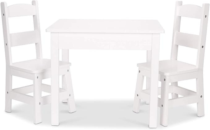 Melissa & Doug Wooden Table & Chairs - White | Amazon (US)