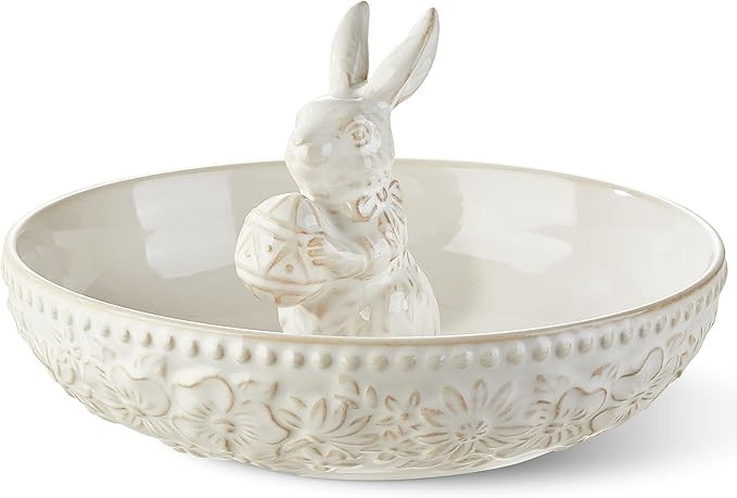 Easter Candy Dish, Ceramic Bunny Candy Bowl, Floral Decorative Bowl for Easter Home Decor, Office... | Amazon (US)