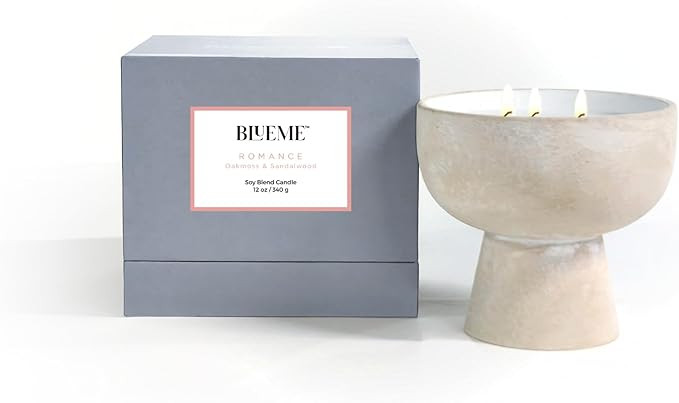 Blueme Romance Candle | Oakmoss & Sandalwood | 3 Wick - Refillable Wellness Candle with Essential... | Amazon (US)