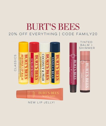 20% off sitewide @ Burt’s Bees! code FAMILY20 through March 23

@burtsbees #burtsbees #burtsbeespartner

#LTKfindsunder50 #LTKfindsunder100 #LTKsalealert