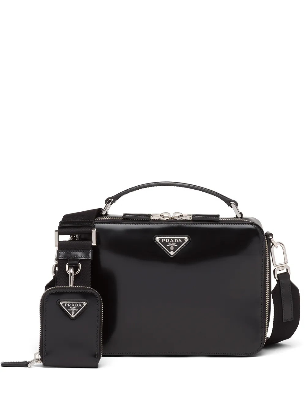 Prada Brique brushed-leather Crossbody Bag - Farfetch | Farfetch Global