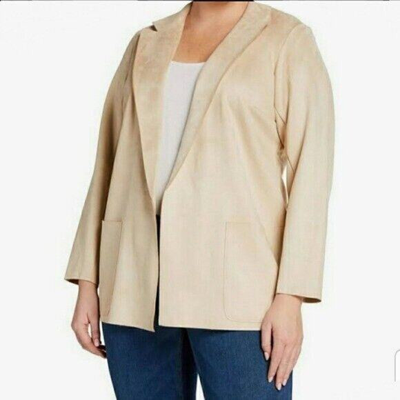 Women Premise Vegan Suede Blazer Jacket 2X Neutral Beige Modern Fall Career NEW | Poshmark
