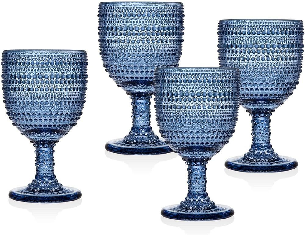 Godinger Wine Glasses Goblets, Beverage Glass Cups - Lumina Blue, Set of 4 | Amazon (US)