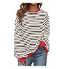 BTFBM Womens Oversized Striped Sweatshirt 2026 Spring Crewneck Long Sleeve Pullover Top Casual Y2... | Amazon (US)