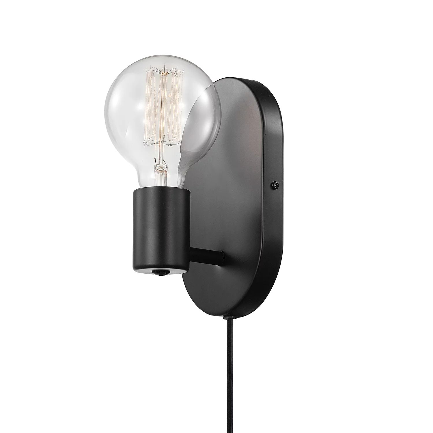 Novogratz x Globe 1-Light Matte Black Plug-In or Hardwire Wall Sconce, 51488 | Walmart (US)