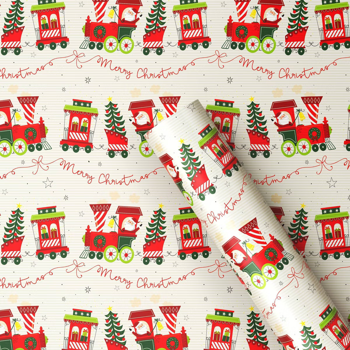 30" 25 sq ft Christmas Roll Wrap Santas Trains - Wondershop™ | Target