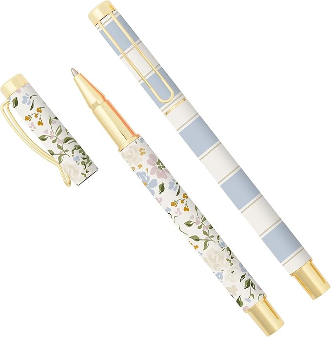 Sweet Water Decor Floral Metal Pen Set for Home and Office, Refillable Pens with Black Ink, Cute ... | Amazon (US)