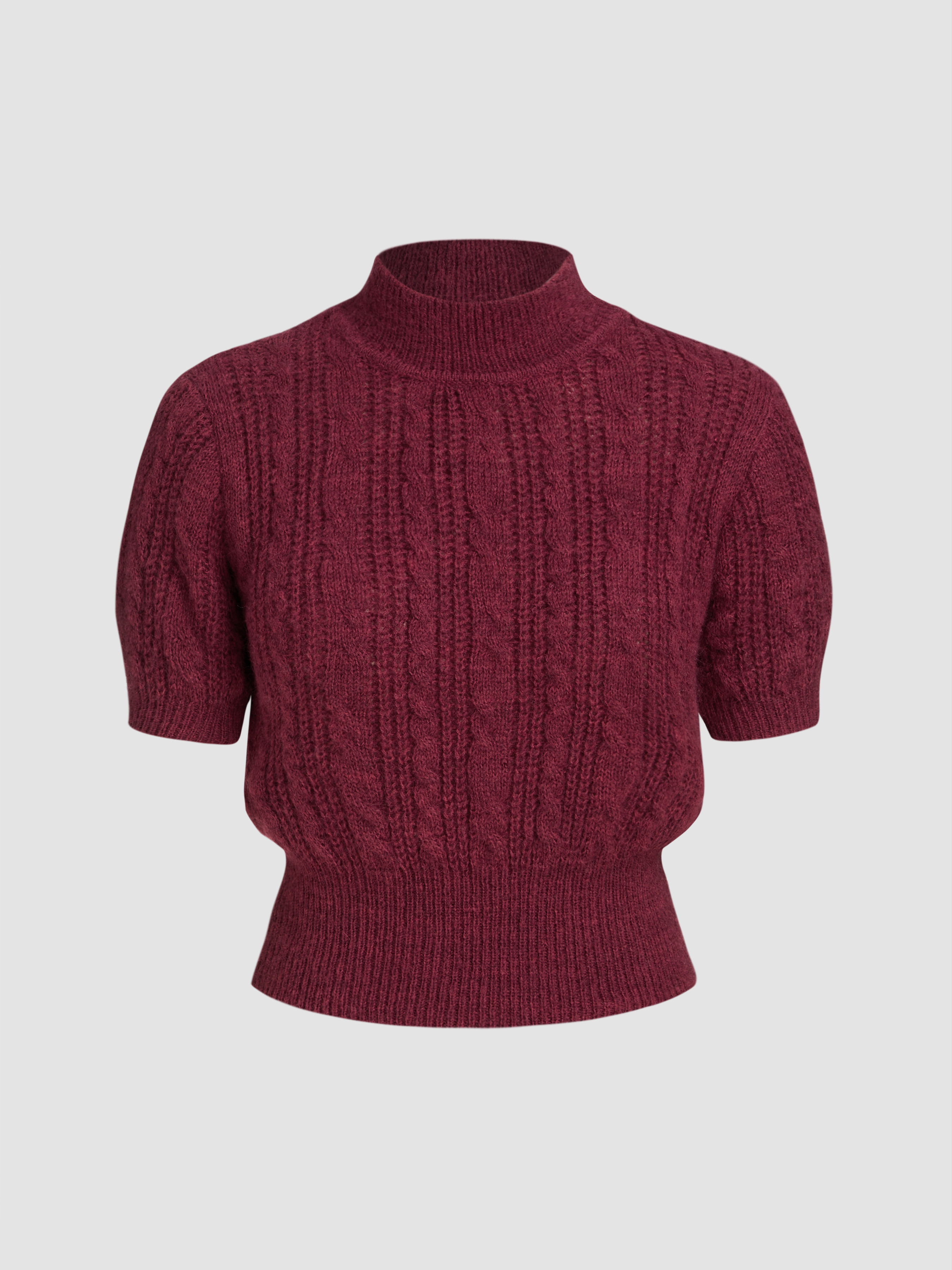 Preppy Countryside Core Knit Fabric Wool-blend Texture High Neck Sweater For Daily Casual | Cider
