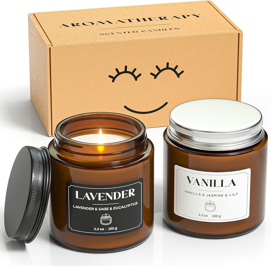 NORVENCE Scented Candles Gift Set, Stress Relief Candles for Home, Premium Soy Candle Set, Candle... | Amazon (US)