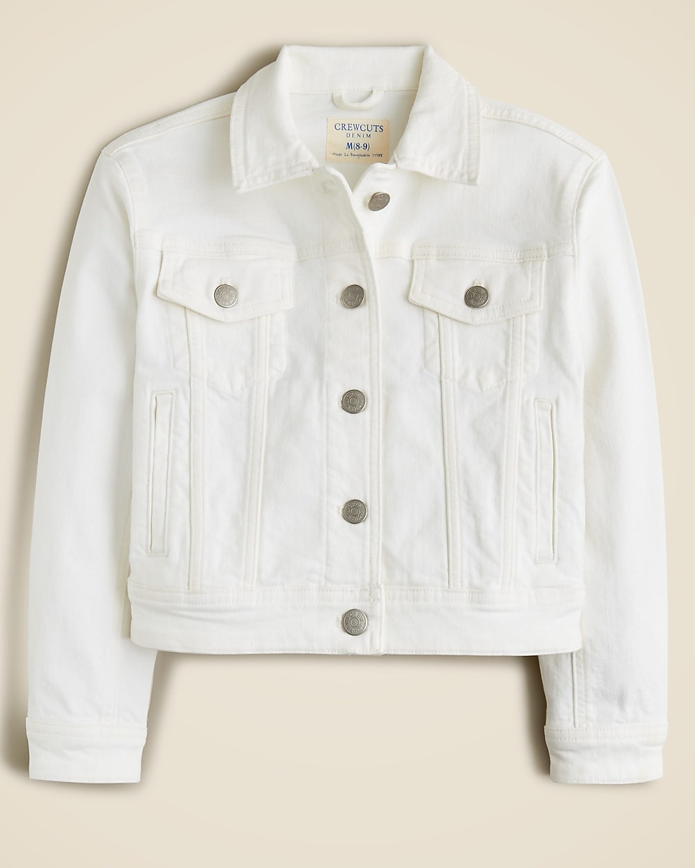 Girls' cropped denim trucker jacket in white | J. Crew US