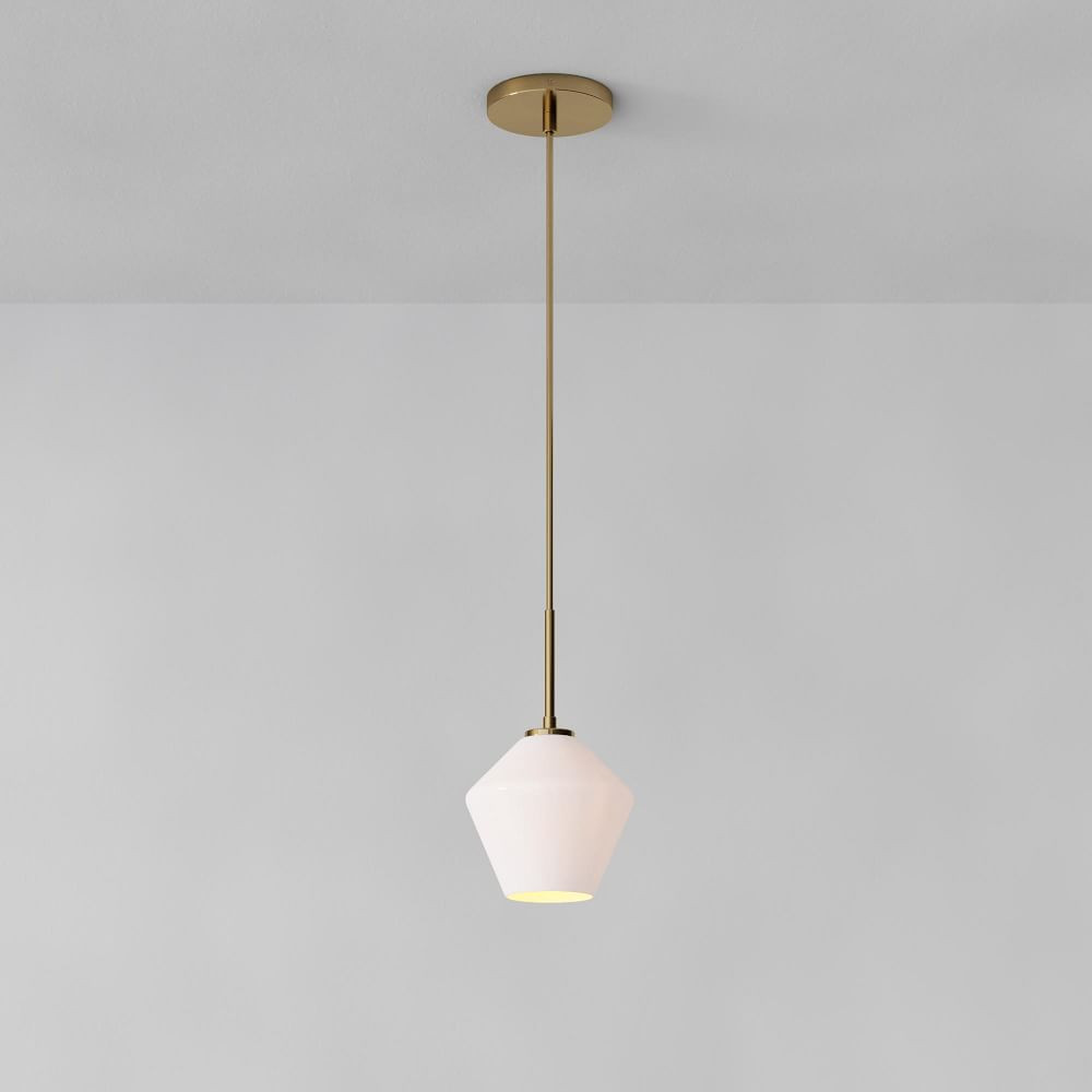 Sculptural Glass Geo Pendant - Milk | West Elm (US)