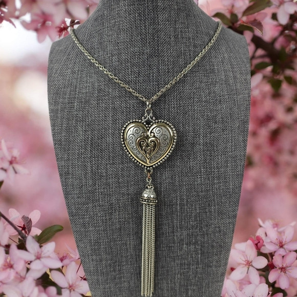 Heart Necklace with Tassel | Poshmark
