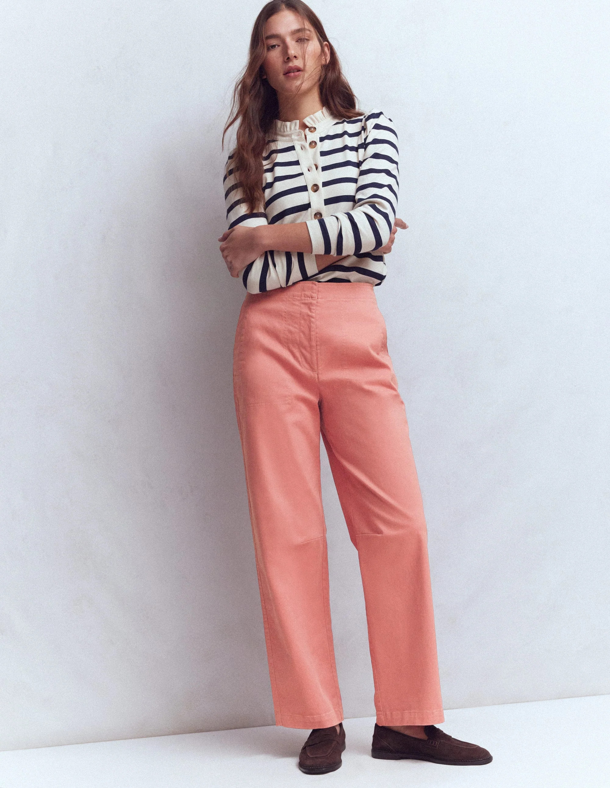 Barrel Leg Chino Trousers-Vintage Rose | Boden UK
