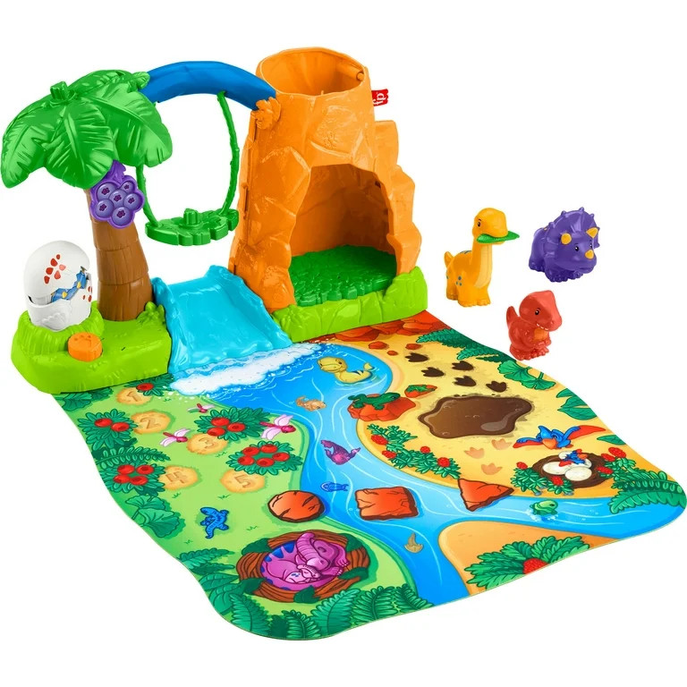 Fisher-Price Little People Dinosaur Village & Play Mat Toddler Playset, 3 Toy Figures | Walmart (US)