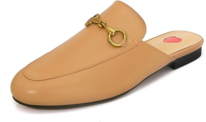 Vertundy Women's Mules Low Heel Flats Leather Slip On Backless Sandals for Girls Lady Work Slides | Amazon (US)