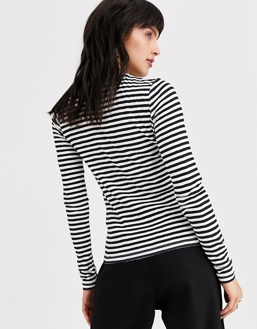 Weekday striped long sleeve tee in black and white | ASOS US