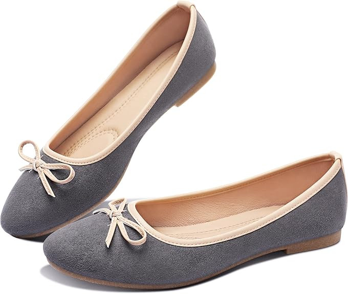 ALTOCIS Womens Faux Suede Ballet Flats Casual Round Toe Bow-Knot Slip ons Memory Foam Textile Dre... | Amazon (US)