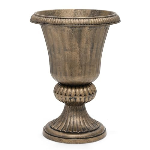 Magshion 20" Urn Planter for Outdoor and Indoor Plants, Large Decorative Front Porch Planter, Vintage Grecian Flower Pot for Patio, Garden & Entryway Décor, Antique Brass | Amazon (US)