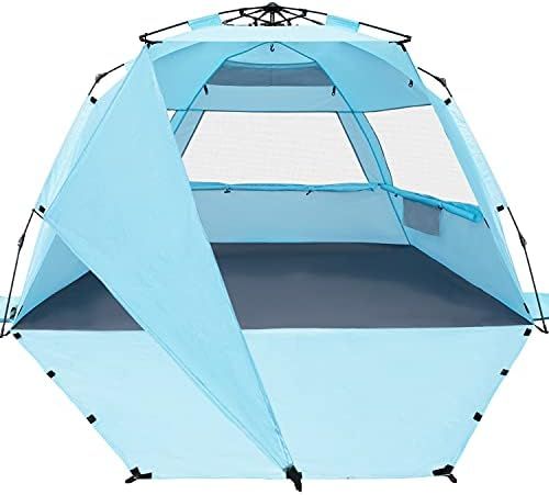 KO-ON XXL Beach Tent Sun Shelter Pop Up , Easy Setup Beach Shade for 4 Person with UPF 50+ Protec... | Amazon (US)