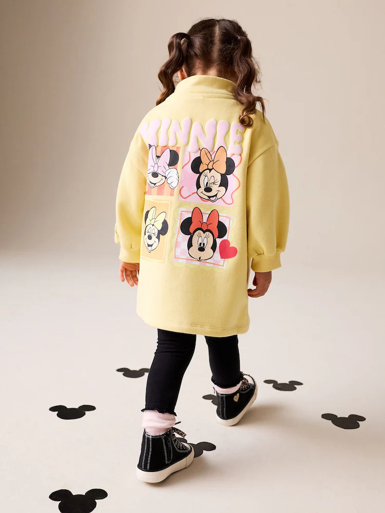 Yellow Minnie Mouse Disney Quarter Zip Sweat Dress (3mths-7yrs) | Next US
