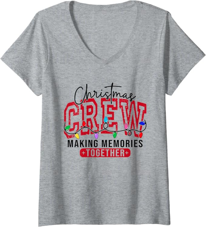 Womens Christmas Crew Festive Making Memories Together V-Neck T-Shirt | Amazon (US)