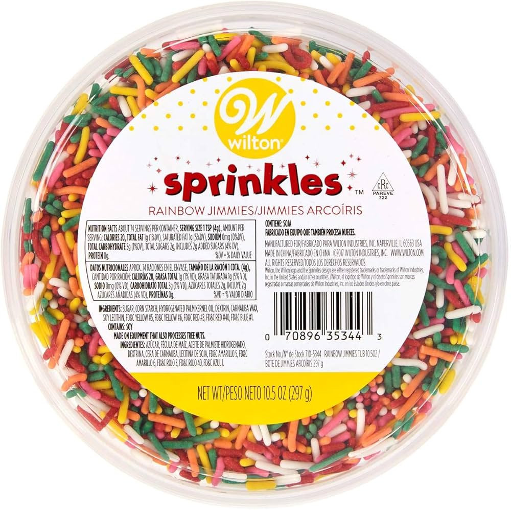 Jimmies Sprinkles 10.5oz Tub-Rainbow | Amazon (US)