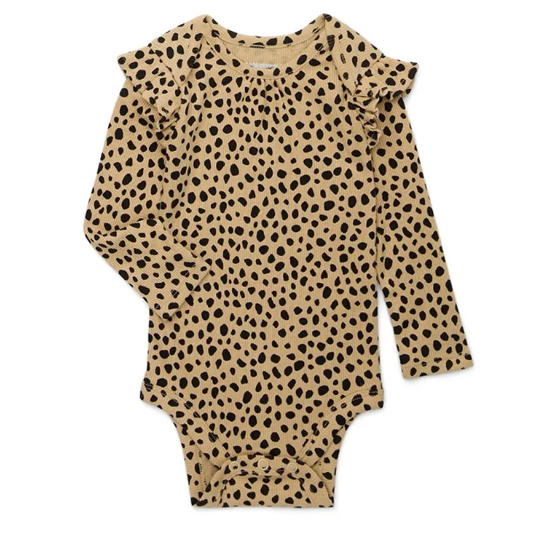 Garanimals Baby Girl Long Sleeve Print Rib Bodysuit, Sizes 0-24 Months | Walmart (US)