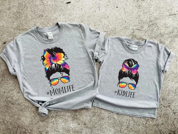 Custom Women Messy Bun Tie Dye Print Shirt Mom Life Messy Bun | Etsy | Etsy (US)