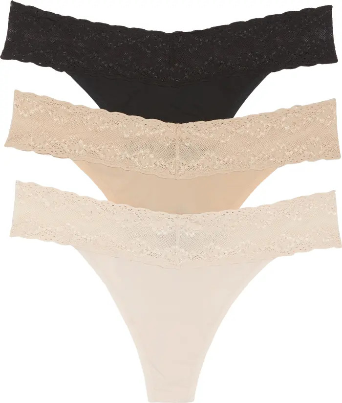 Bliss 3-Pack Perfection Lace Trim Thongs | Nordstrom