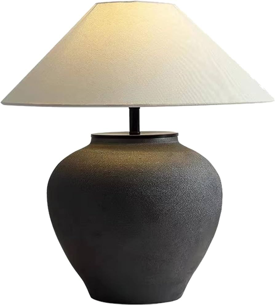 Rustic Black Table Lamp, Farmhouse Handmade Ceramic Table Lamp, Modern 20.86’’Tall Table Lamp... | Amazon (US)