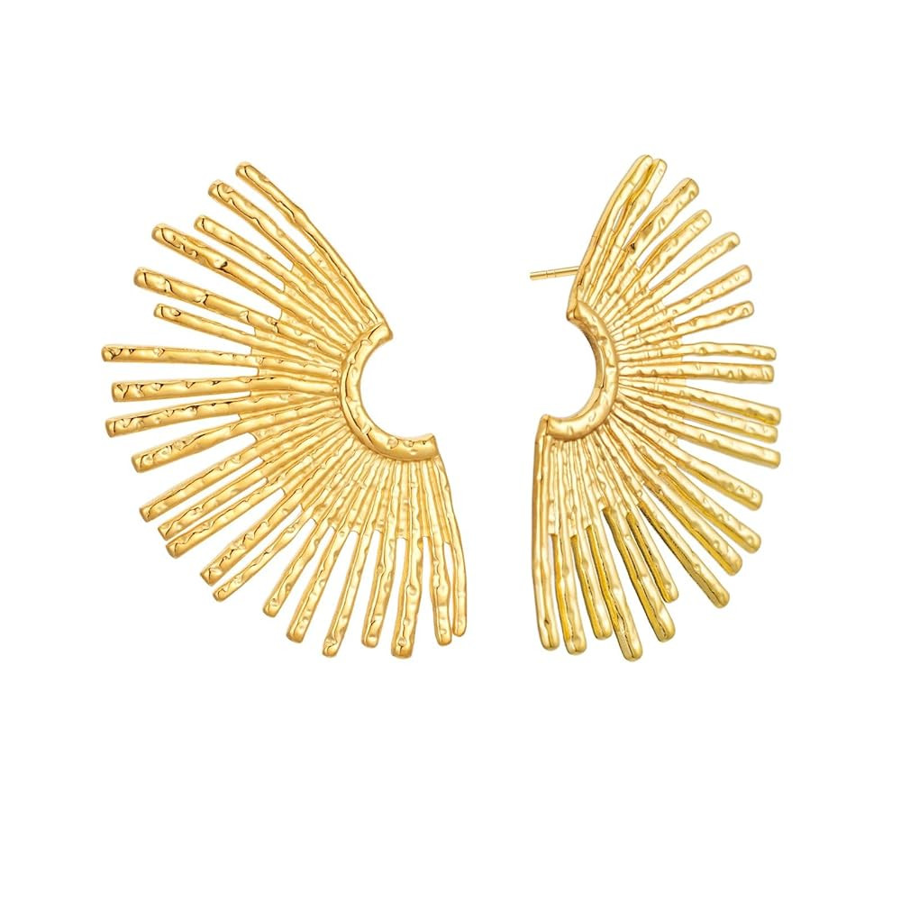 Chunky Gold Sun Earrings for Women, Trendy Sunburst Statement Drop Dangle Earring Hypoallergenic ... | Amazon (US)