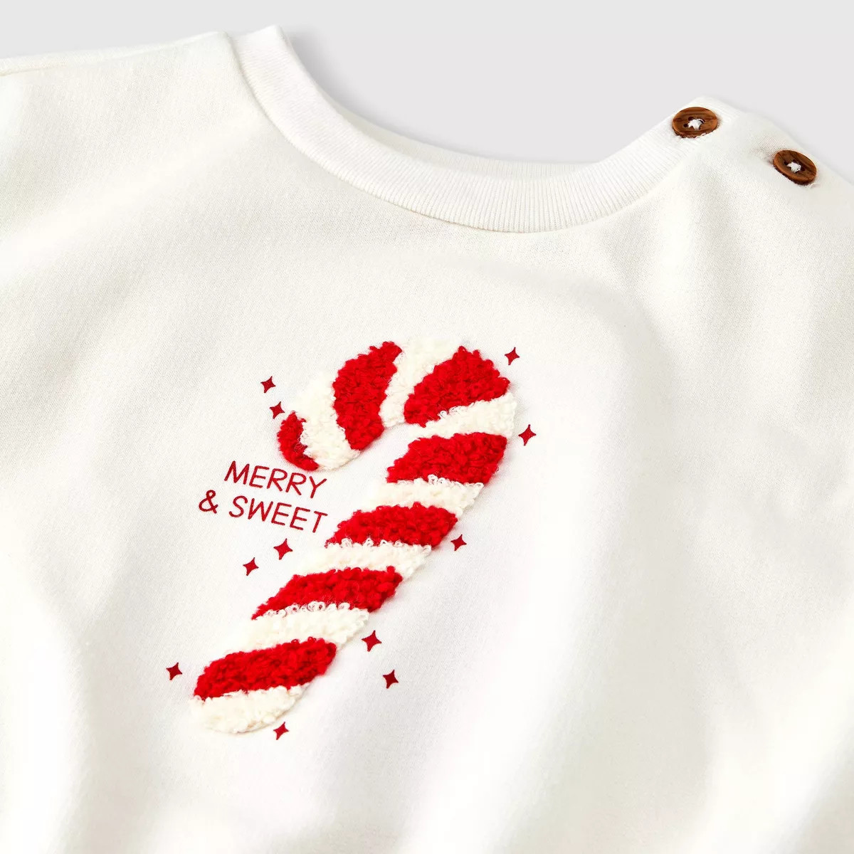 Baby Girls' Candy Cane Fleece Sweatshirt & Ribbed Leggings Set - Cat & Jack™ Cream | Target