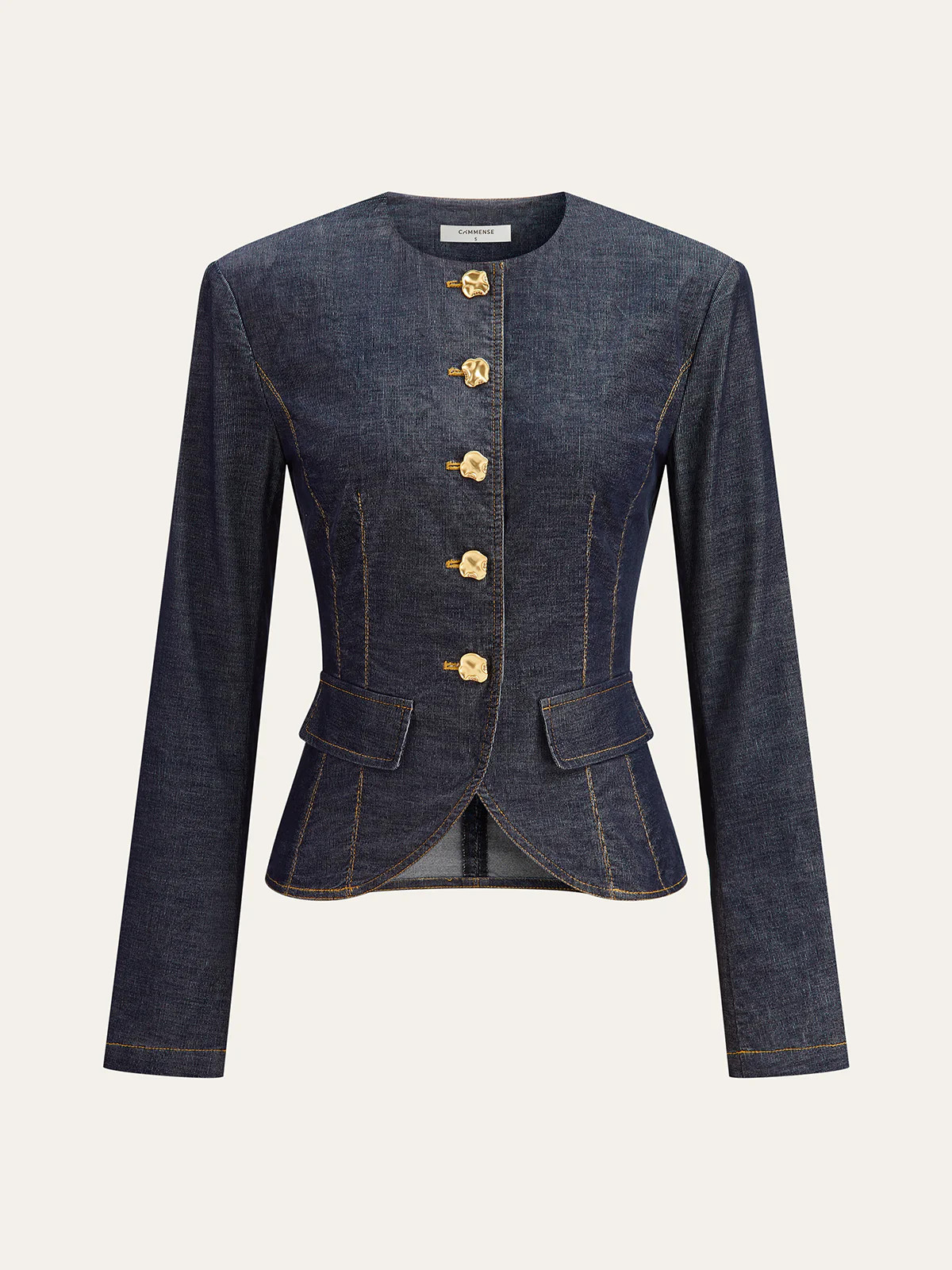 Metal Button Fitted Tailored Jacket | Commense