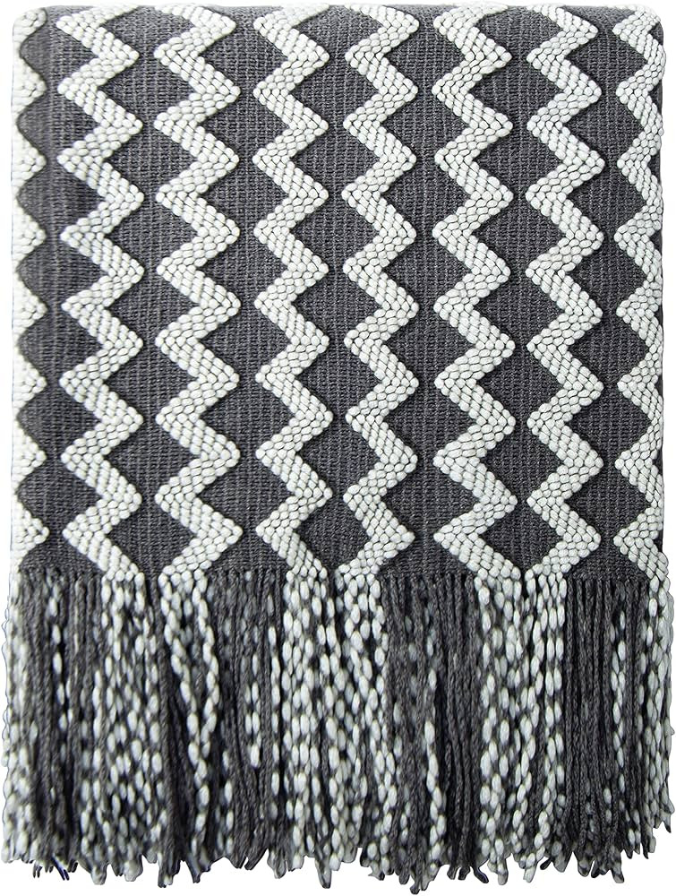 NTBAY Acrylic Knitted Throw Blanket, Lightweight and Soft Cozy Decorative Woven Blanket with Tass... | Amazon (US)