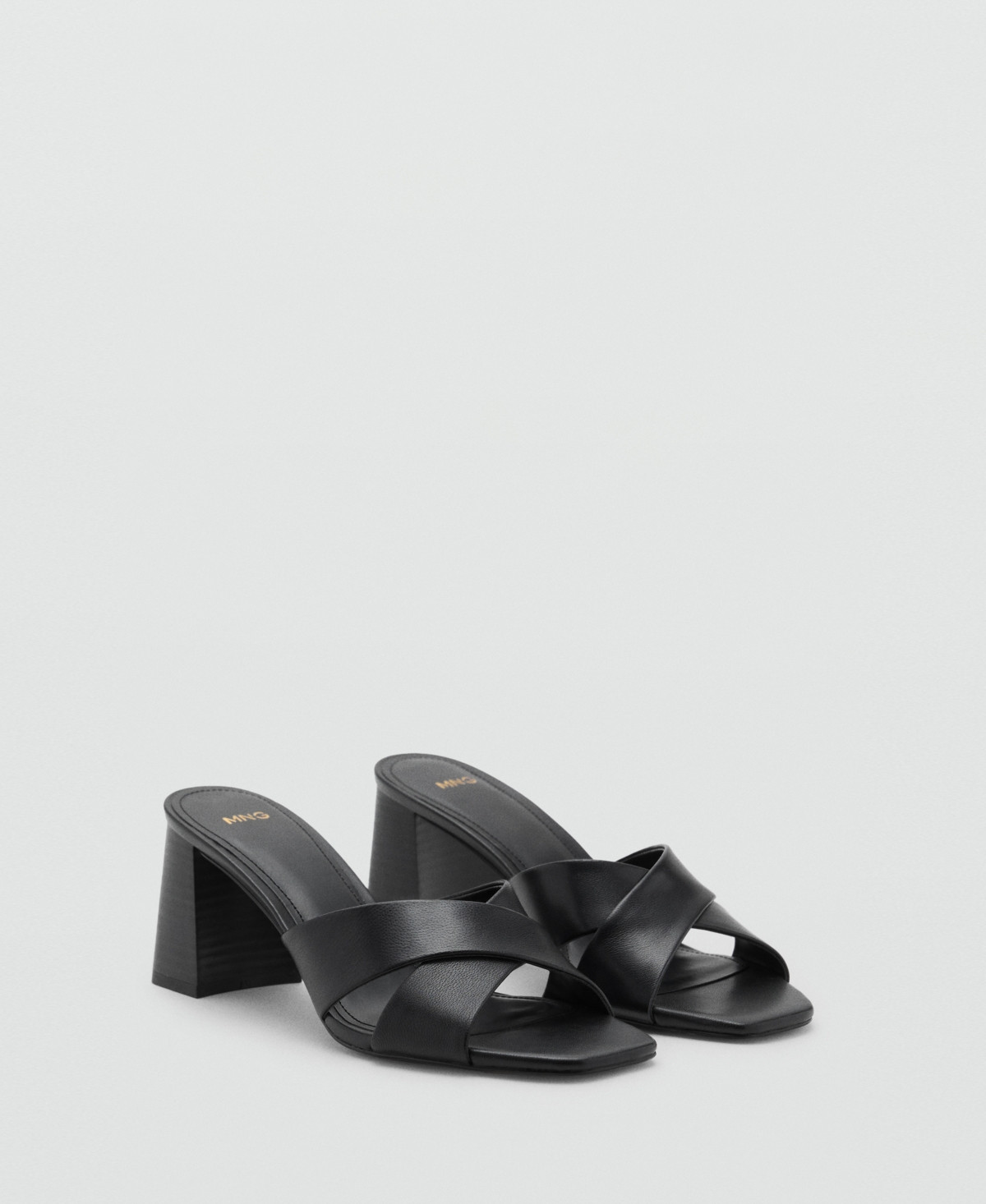 Mango Women's Leather Block-Heel Sandals - Black | Macy's