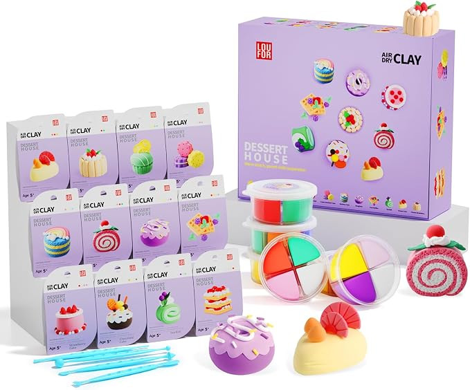 LOUFOR Air Dry Clay Kits - Modeling Clay for Kids, Ultra Light & Soft, Safe & Non-Toxic, DIY Air ... | Amazon (US)