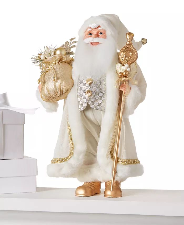 Caucasian Ivory and Gold Santa with Giftbag, Created for Macy's | Macy's
