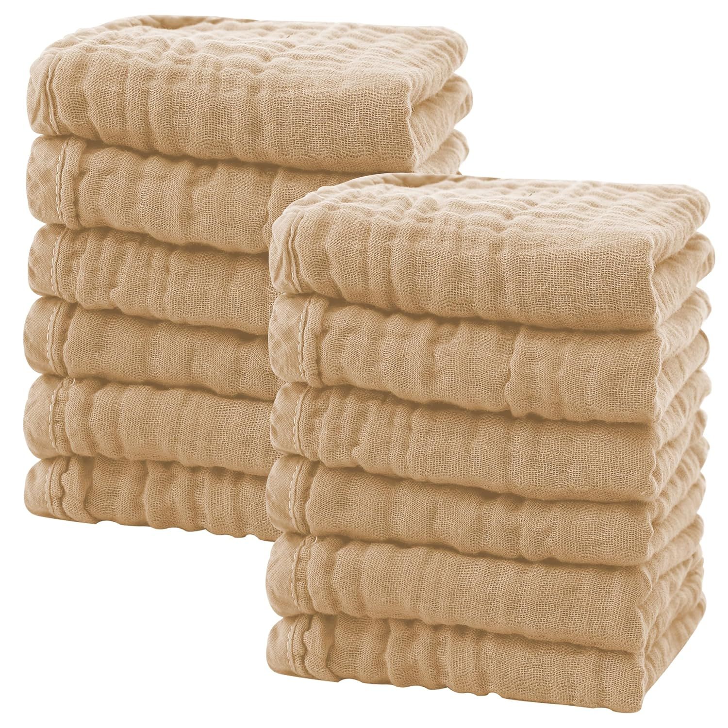 SWEET DOLPHIN 12 Pack Baby Muslin Washcloths - Soft Face Cloths for Newborn, Absorbent Bath Wash ... | Amazon (US)