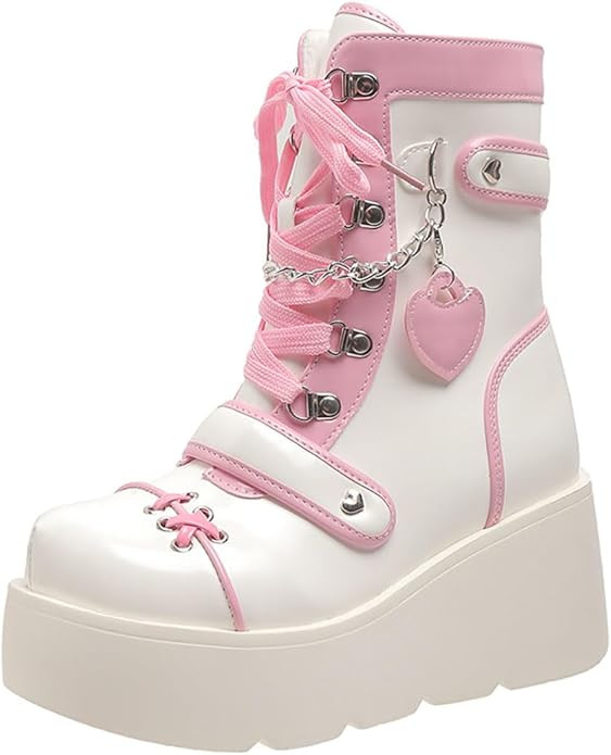 Ulalaza Women's Goth Platform Ankle Boots with Bat Wing Buckles Chunky Block Heels Round Toe Zipp... | Amazon (US)