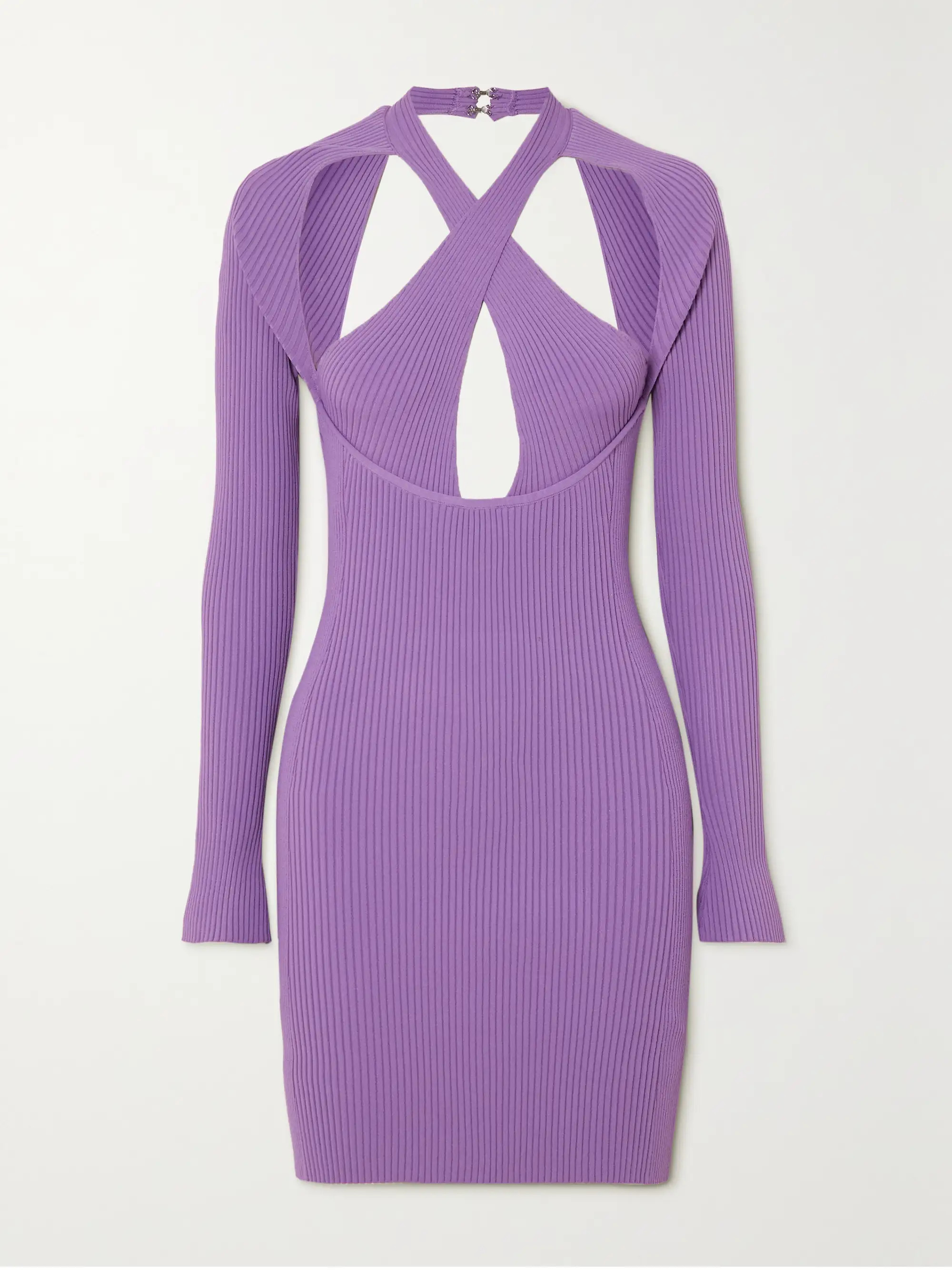 Cutout ribbed stretch-knit mini dress | NET-A-PORTER (US)