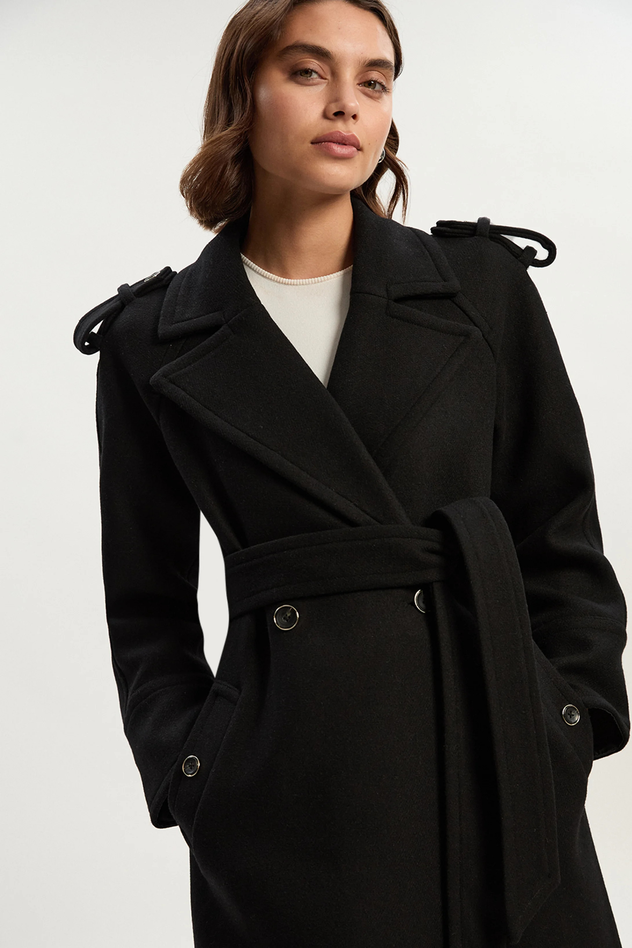 Wool Tailored Belted Midi Coat | Karen Millen UK + IE + DE + NL