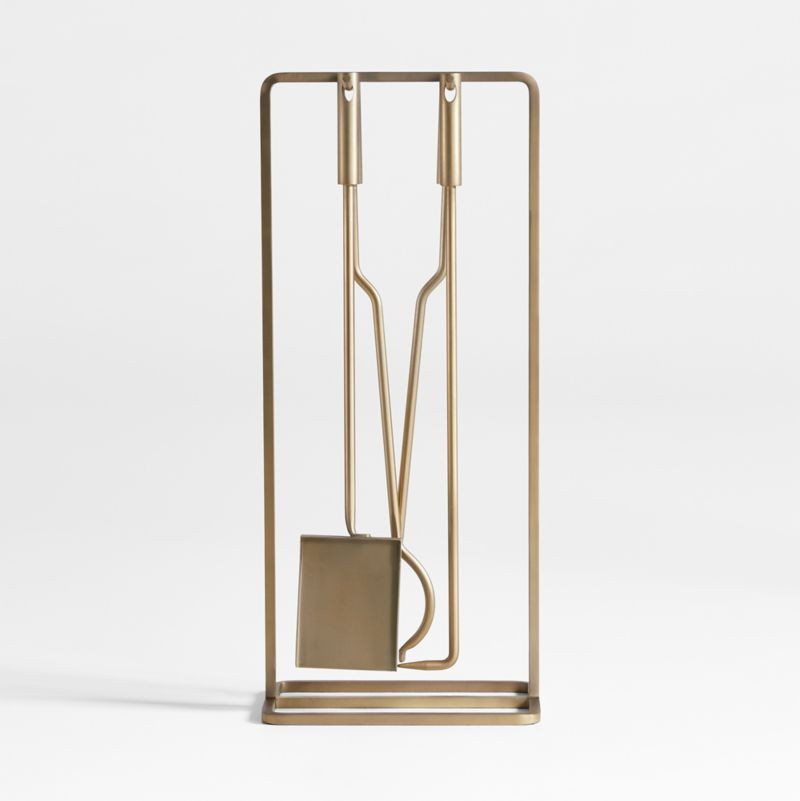 Telum Brass Fireplace Tools Set + Reviews | Crate & Barrel | Crate & Barrel