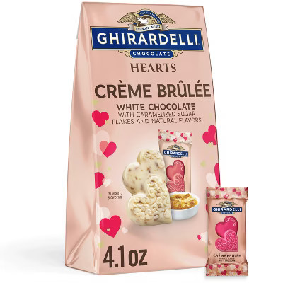 Ghirardelli Valentine's White Hearts Creme Brulee Chocolate Candy Bag - 4.1oz | Target