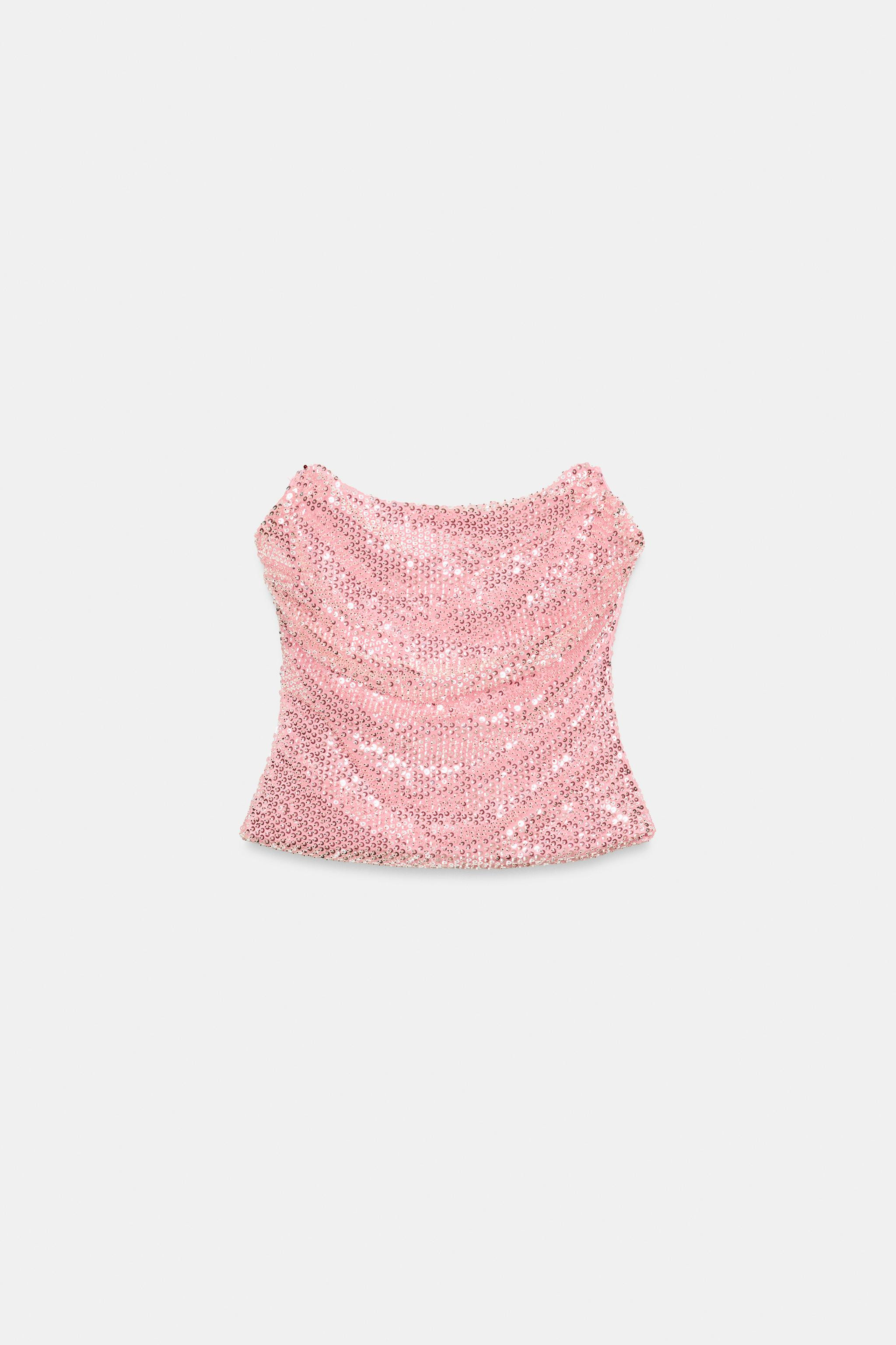 STRAPLESS SEQUIN TOP | Zara US