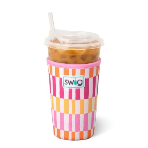 Swig Life Medium Iced Cup Coolie, Standard 22oz Iced Coffee Cup Insulator Sleeve with Handle, Neoprene Insulated Coolie Keeps Drinks Cold (Sherbet Stripe) | Amazon (US)