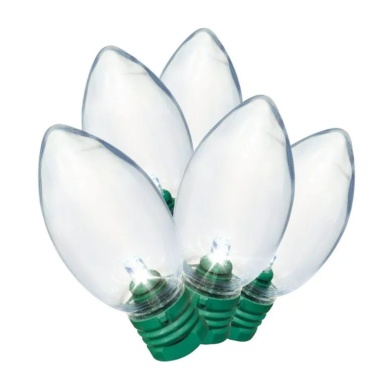 Holiday Time 100-Count Cool White LED C9 Christmas Lights, with Green Wire, 60 feet | Walmart (US)