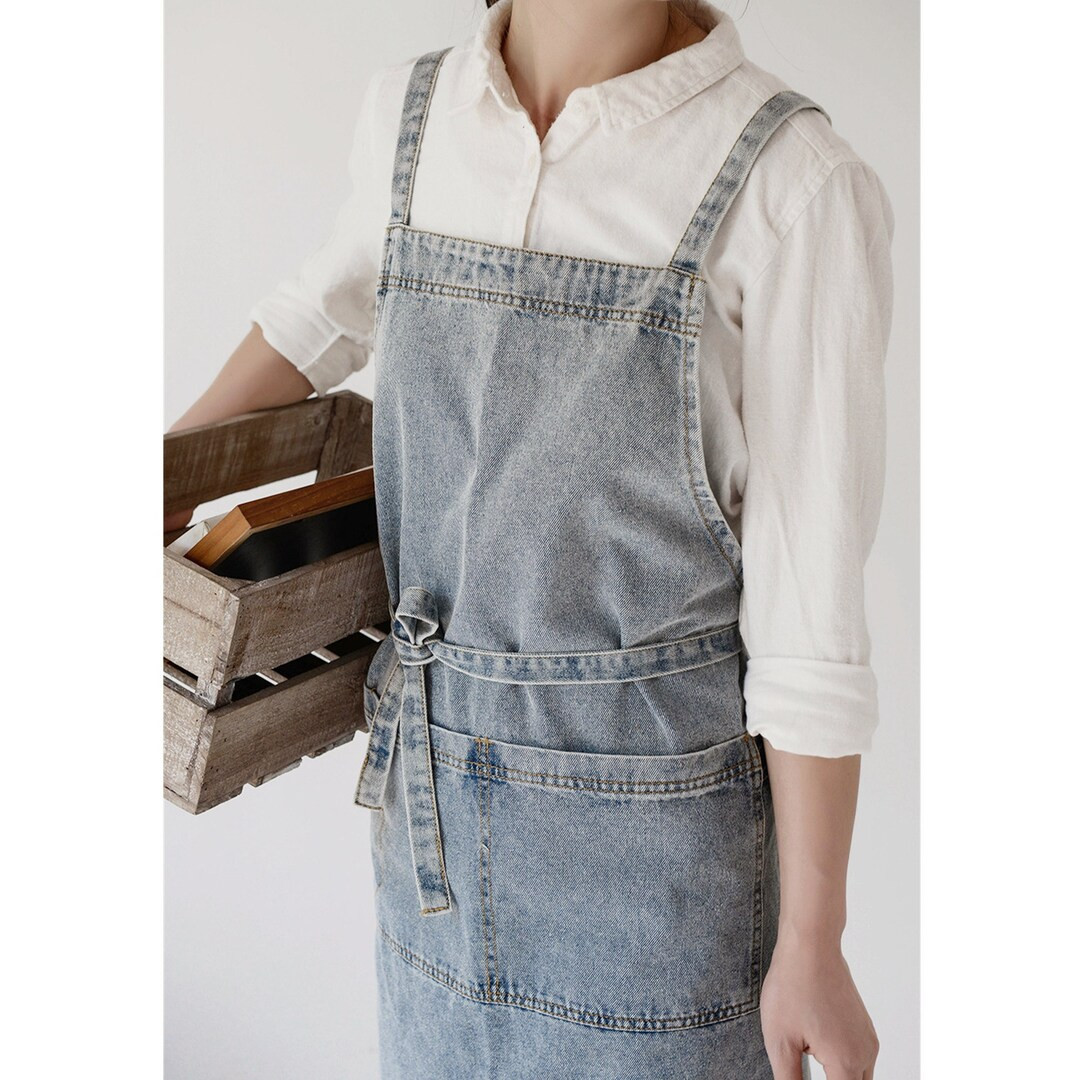 Denim Apron/work Apron With Pockets/hairdresser Apron/barista - Etsy | Etsy (US)