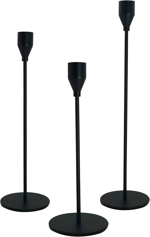 FLARDOR Black Candle Holders,Black Candle Stick Candle Holders,Matte Black Candle Holders Set of ... | Amazon (US)