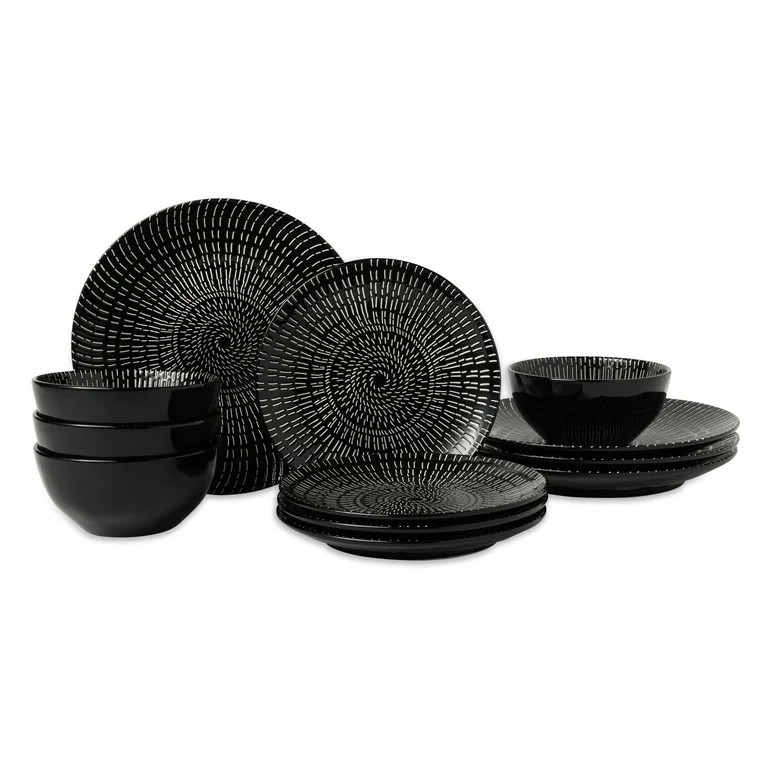 Thyme & Table Maddox 12-Piece Stoneware Dinnerware Set | Walmart (US)