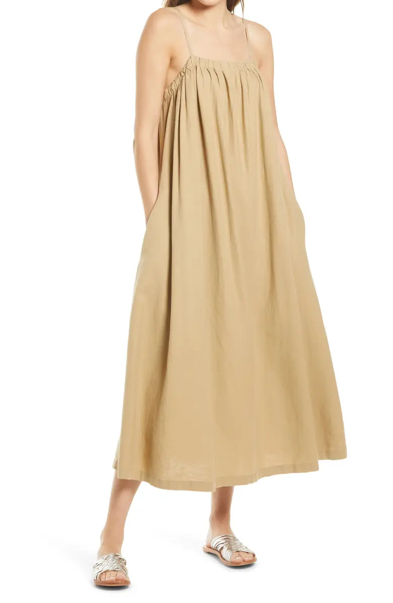 Flowy Linen Blend Shift Dress | Nordstrom
